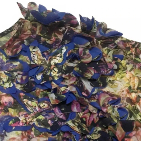 Ted Baker London Floral Multi-Colored Butterfly Sheer Short Sleeve Blouse Size 8 - Picture 4 of 4